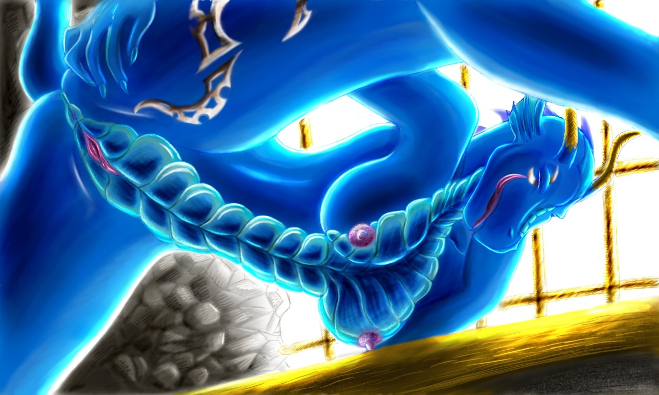 2009 5:3 5_fingers anthro anus blue_body breasts digital_media_(artwork) dragon e621 ear_frill female fingers frill_(anatomy) genitals horn licking licking_lips licking_own_lips mythological_creature mythological_scalie mythology nipples non-mammal_breasts non-mammal_nipples nude scalie self_lick solo spread_legs spreading survion tail tongue tongue_out vulva