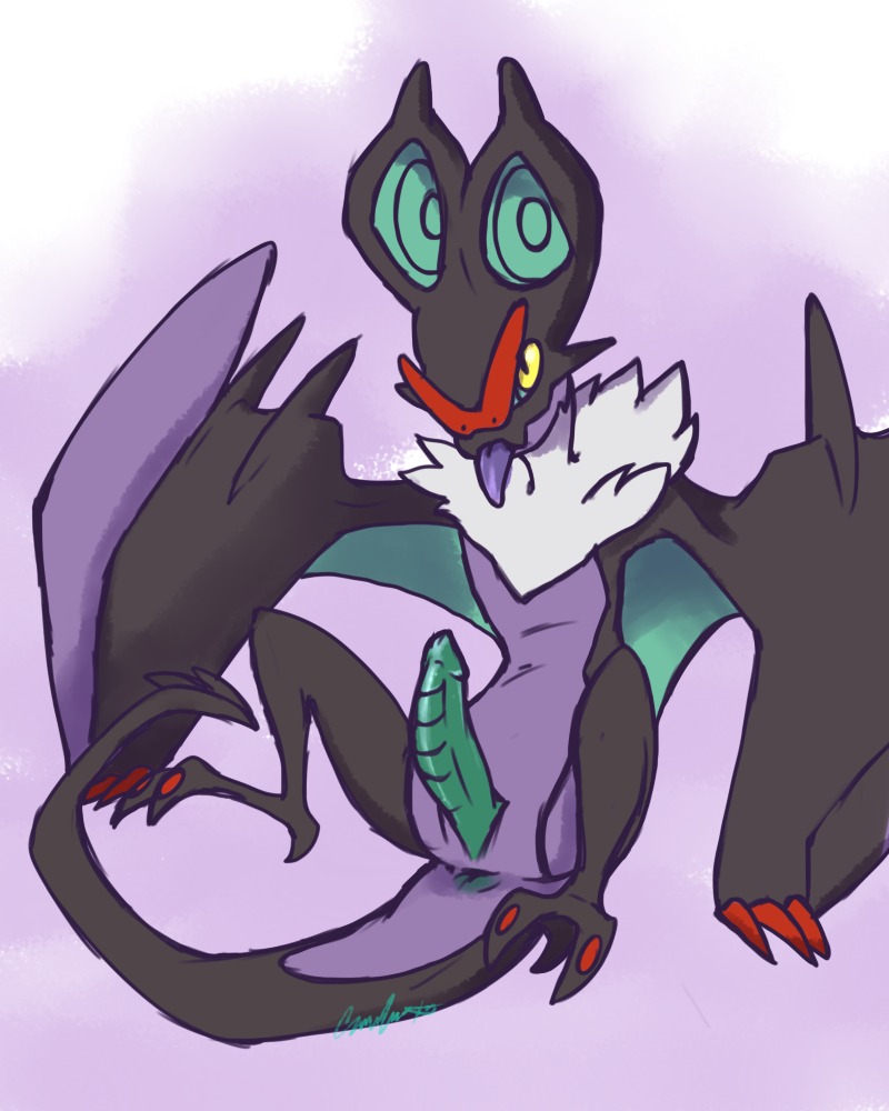 4:5 anus claws dragon e621 erection european_mythology feral generation_6_pokemon genitals keishinkae male membrane_(anatomy) membranous_wings mythological_creature mythological_scalie mythology neck_tuft nintendo noivern nude penis pokemon pokemon_(species) purple_background purple_tongue scalie simple_background solo tail teal_anus teal_penis tongue tongue_out tuft western_dragon wing_claws wings wyvern yellow_eyes yellow_sclera