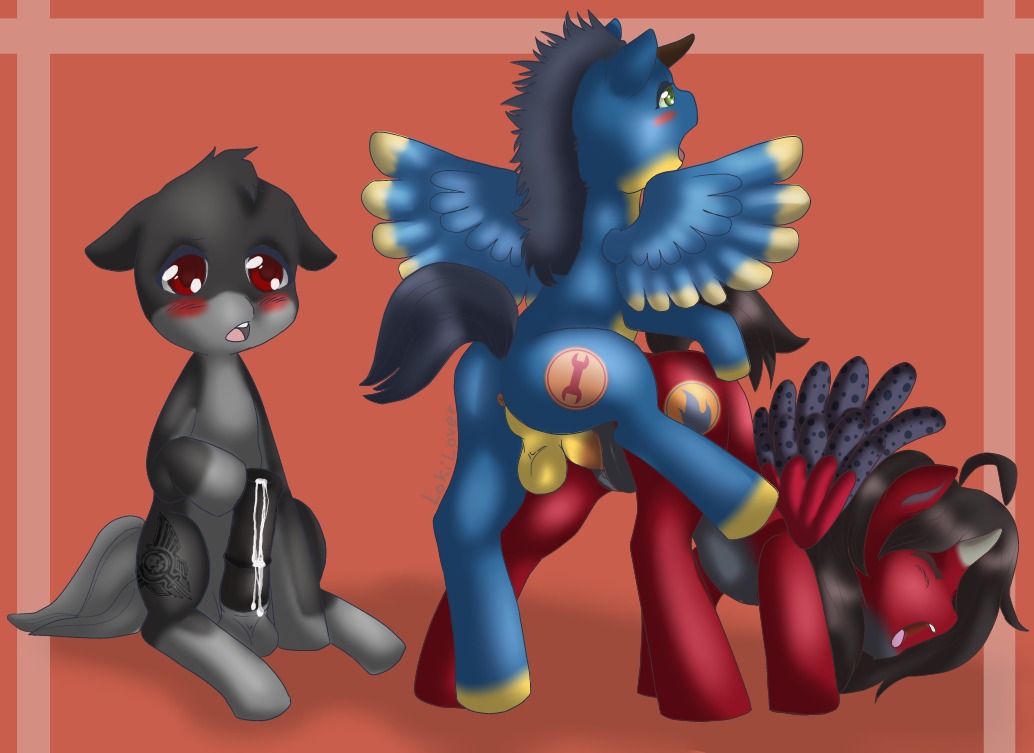 animal_genitalia animal_penis balls blush crossover cutie_mark e621 engineer_(team_fortress_2) equid equine equine_genitalia equine_penis erection feathered_wings feathers female feral genitals group hasbro horn incest_(lore) jack_(walkingstalker) lokilover luke_(walkingstalker) male male/female mammal mortarion my_little_pony mythological_creature mythological_equine mythology nude penis pyro_(team_fortress_2) quadruped sex sibling_(lore) tail team_fortress_2 valve valve_corporation walkingstalker winged_unicorn wings