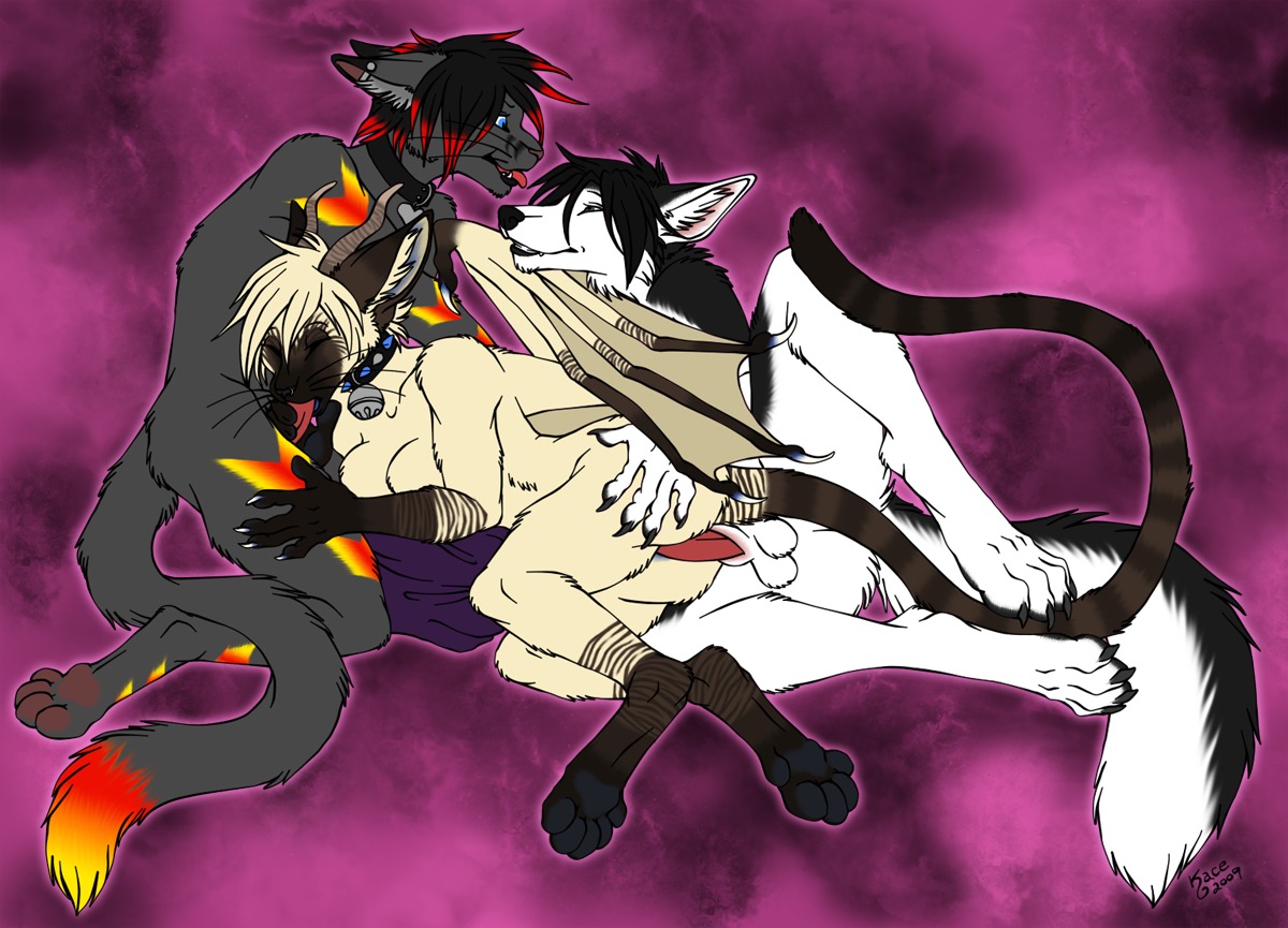 anthro balls bell breasts canid canine canis collar domestic_cat dragon e621 ear_piercing erection eyes_closed felid feline felis fellatio female flaerion fox from_behind_position fur furred_dragon furred_scalie genitals group group_sex harabec hybrid kace_(kcravenyote) kcravenyote male male/female mammal membrane_(anatomy) membranous_wings mythological_creature mythological_scalie mythology nonbinary_(lore) oral oral_penetration penetration penile penis piercing scalie sex siamese_cat tail threesome trio vaginal vaginal_penetration wings wolf