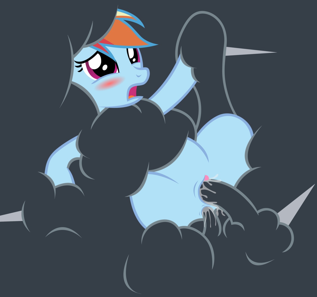 absurd_res anal anal_penetration anus badumsquish blue_body blue_fur blush bodily_fluids cum cum_in_ass cum_in_vagina cum_inside e621 equid equine female forced friendship_is_magic fur genital_fluids genitals hair hasbro hi_res horse mammal multicolored_hair my_little_pony on_model penetration pony purple_eyes rainbow rainbow_dash_(mlp) rainbow_hair rape sex solo vaginal vaginal_penetration vulva