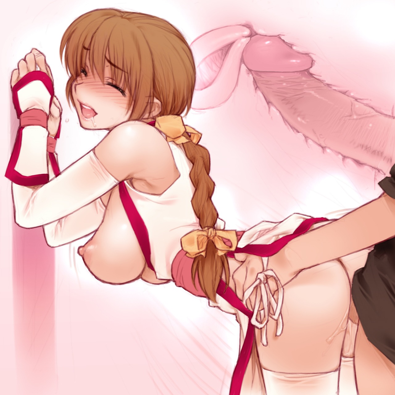 breasts choker cross_section dead_or_alive female happy_sex highres human human_only kasumi_(doa) kiriyama_taichi male nipples pussy rule34 saliva sex straight thighhighs uncensored uterus vaginal_penetration x-ray
