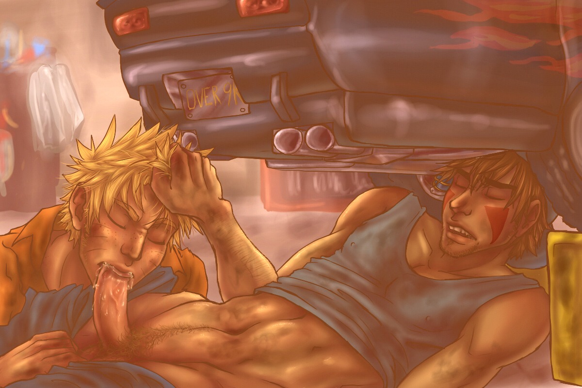 2boys boner erection fellatio gay human inuzuka_kiba male male_only multiple_boys multiple_males muscles naruto naruto_(series) oral penis rule34 skully_(artist) straight_hair uncensored uzumaki_naruto whisker_markings yaoi