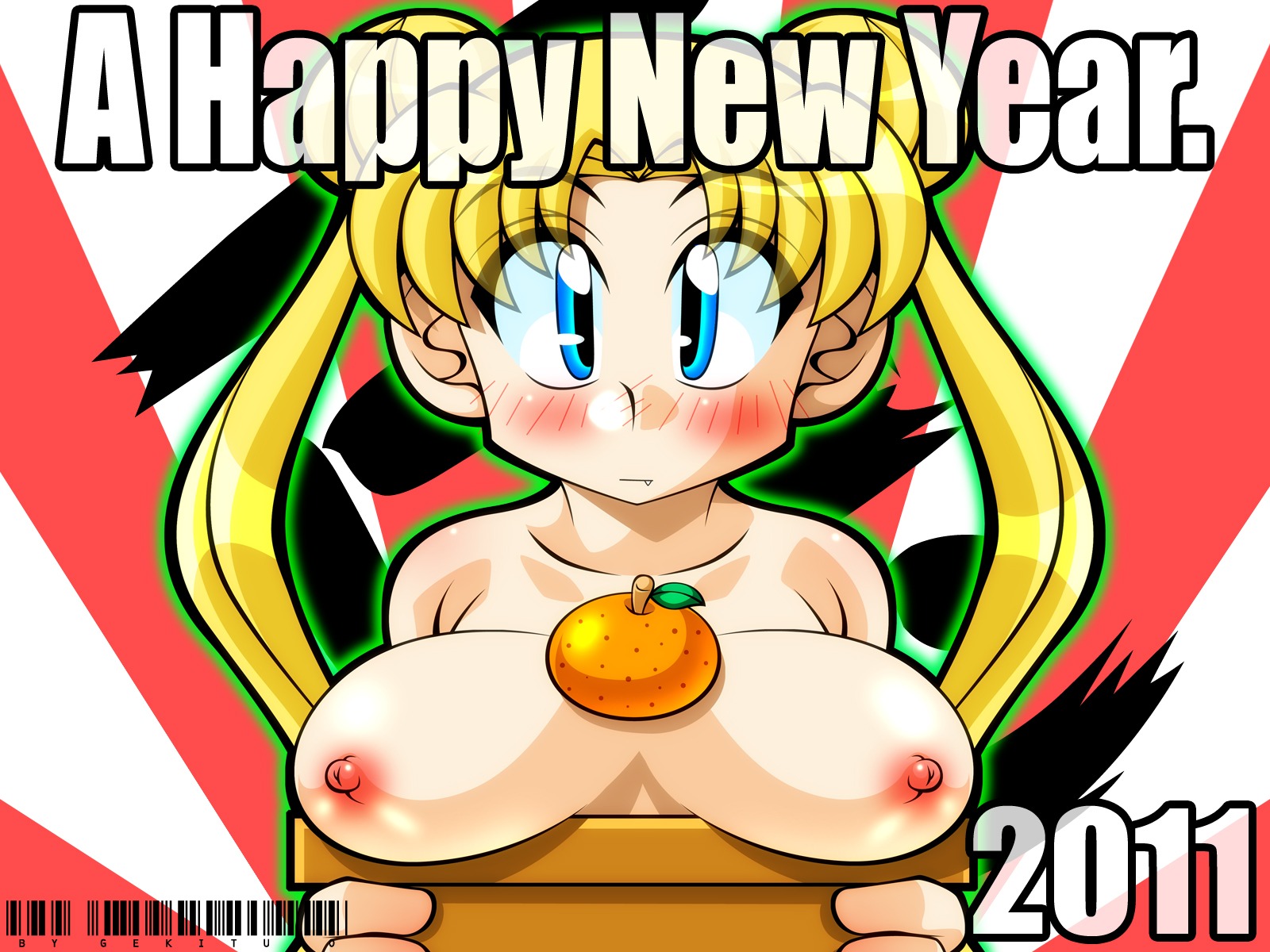 1girls 2011 big_breasts bishoujo_senshi_sailor_moon blush breasts fang female female_only gekitsuio large_breasts new_year nipples orange_(fruit) rule34 solo tagme usagi_tsukino