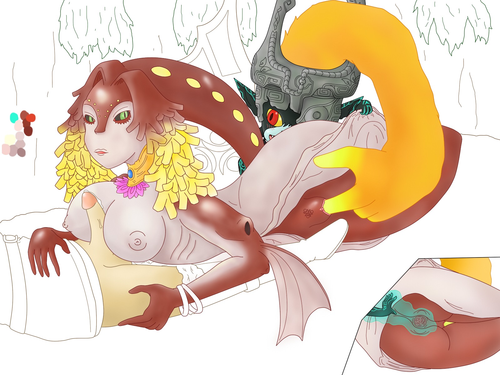 1boy 2girls bpq00x breasts female female_zora imp_midna link link_(twilight_princess) male midna multiple_females multiple_girls outercourse paizuri penis queen_rutela rule34 the_legend_of_zelda twili twilight_princess unseen_male_face zora zora_(twilight_princess)