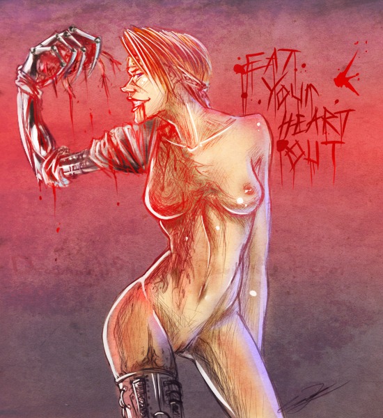 1girls blood breasts female headband humanoid mukuro nipples nude orange_hair pale_skin prosthetic_arm pussy rule34 short_hair shounen_jump solo tagme wide_hips yu_yu_hakusho