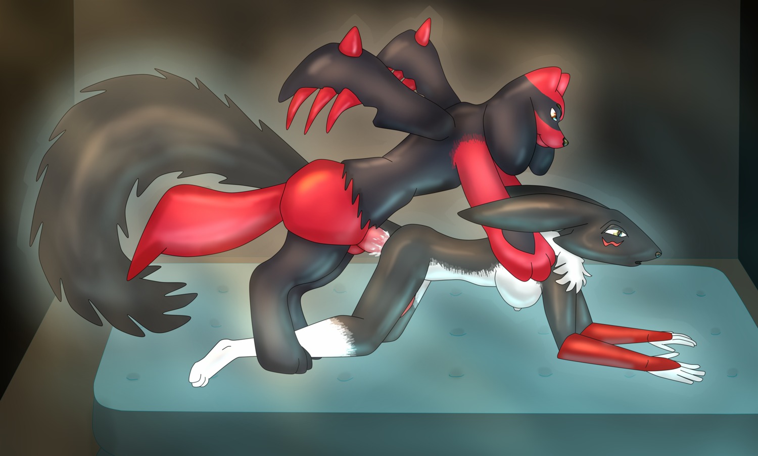 2014 all_fours alternate_color anthro anthro_on_feral bandai_namco bestiality bodily_fluids breasts butt canid canine chris_(typhlosionboy) crossover cum cum_inside digimon digital_media_(artwork) doggystyle duo e621 erection fakemon fan_character female female_penetrated feral from_behind_position fur generation_4_pokemon genital_fluids genitals giratina hi_res hybrid jaxneesen legendary_pokemon male male/female male_penetrating male_penetrating_female mammal nintendo nipples nude open_mouth penetration penis pink_penis pokemon pokemon_(species) riolu sex vulva