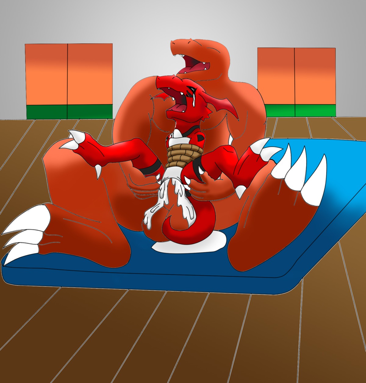 ambiguous_gender anal anal_penetration anthro balls bandai_namco bodily_fluids bound claws crying cum digimon digimon_(species) digital_media_(artwork) dragon duo e621 erection excessive_cum excessive_genital_fluids forced genital_fluids genitals guilmon hector21314 hi_res male mythological_creature mythological_scalie mythology nude penetration penis rape scalie sex tail tears