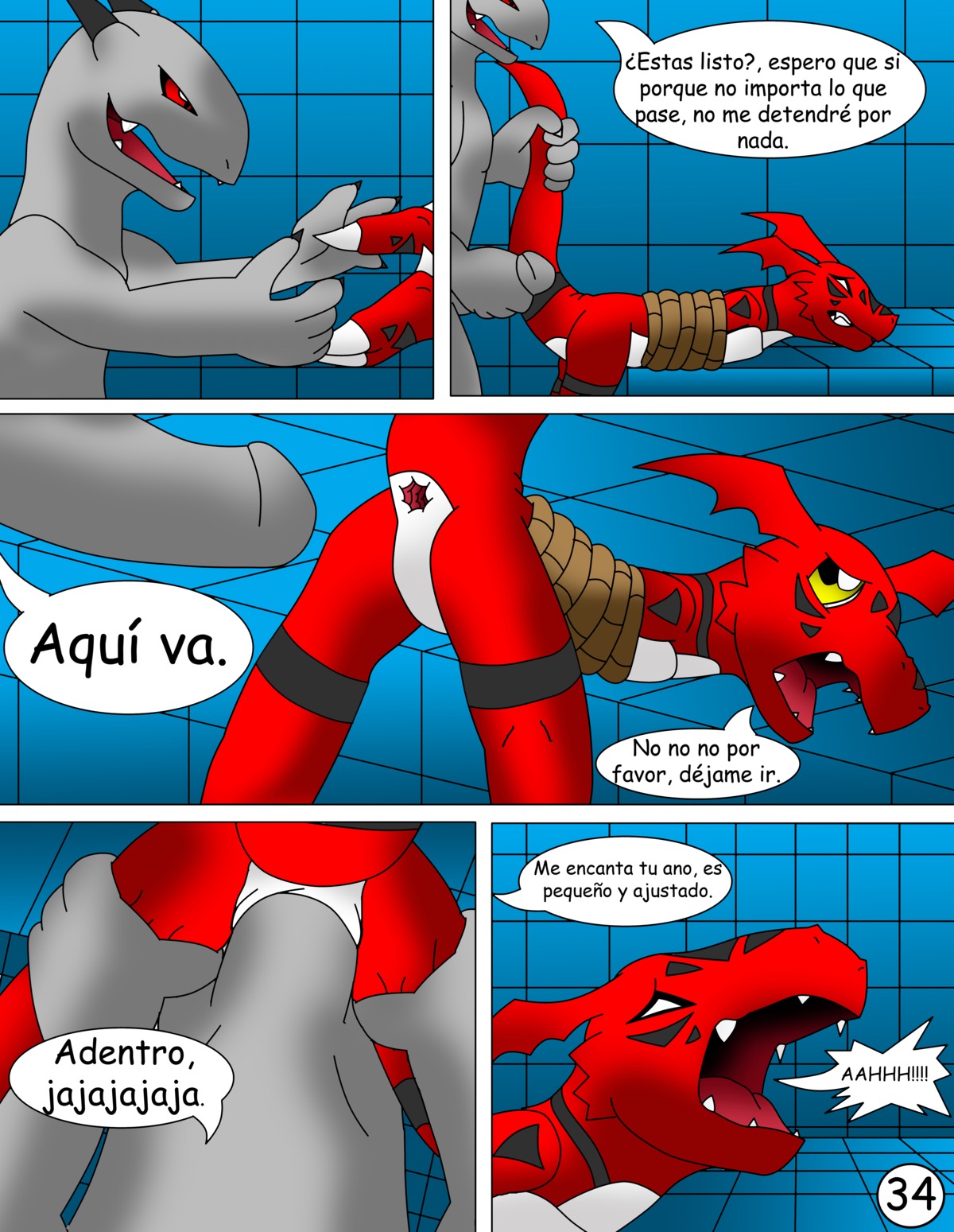 absurd_res adolescent age_difference anal anal_penetration anthro anus bandai_namco begging begging_for_mercy bodily_fluids bound claws comic crying dialogue digimon digimon_(species) digital_media_(artwork) dominant dominant_male dragon duo e621 erection explicitly_stated_nonconsent eyes_closed forced genitals grey_penis guilmon hector21314 hi_res larger_dom male male/male male_penetrated male_penetrating male_penetrating_male multiple_scenes mythological_creature mythological_scalie mythology open_mouth penetration penis rape red_eyes reptile scalie sex size_difference spanish_text submissive submissive_male tail tears text thick_penis toe_claws translated violence yellow_eyes young