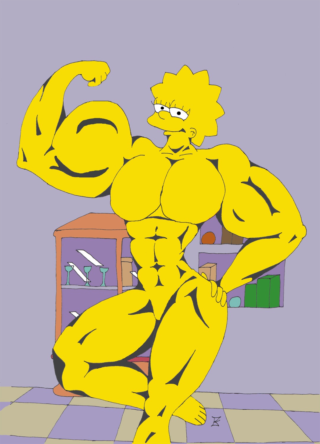aged_up breasts female female_only flexing front_view huge_muscles human indoors lisa_simpson muscles muscular muscular_female rule34 solo standing tagme the_simpsons what yellow_body yellow_skin