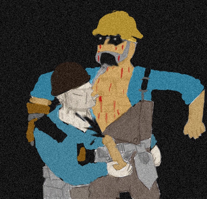 2boys 2d engineer_(team_fortress_2) human human_male human_only male male_only rule34 samboengie soldier_(team_fortress_2) team_fortress_2 yaoi