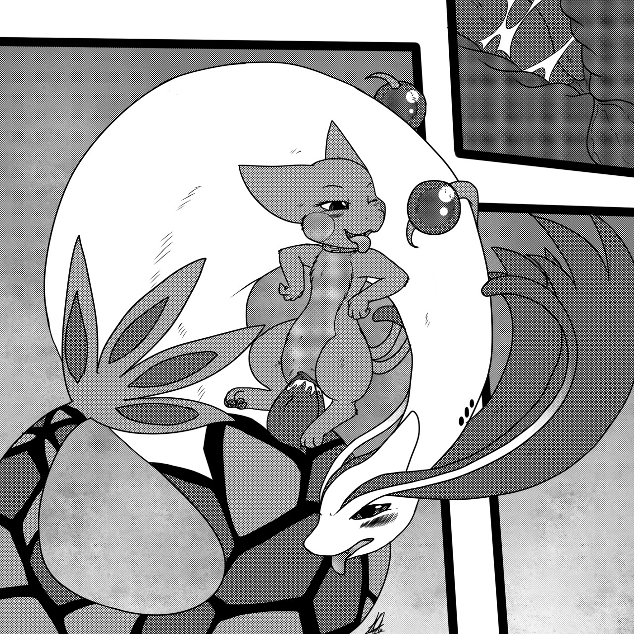 1:1 2_penises animal_genitalia animal_penis anthro blush bodily_fluids collar comic cum cum_in_vagina cum_inside double_penetration double_vaginal dragonair duo e621 erection fakemon fan_character female female_penetrated generation_1_pokemon generation_3_pokemon genital_fluids genitals greyscale hemipenes hi_res hybrid larger_male male male/female male_penetrating male_penetrating_female mammal milotic monochrome multi_genitalia multi_penis nintendo nude on_top one_eye_closed open_mouth penetration penile penile_penetration penis penis_in_vagina pikachu pokemon pokemon_(species) rodent serpentine sex shikaro sis_(fyoshi) size_difference smaller_female smaller_penetrated smile tongue tongue_out vaginal vaginal_penetration