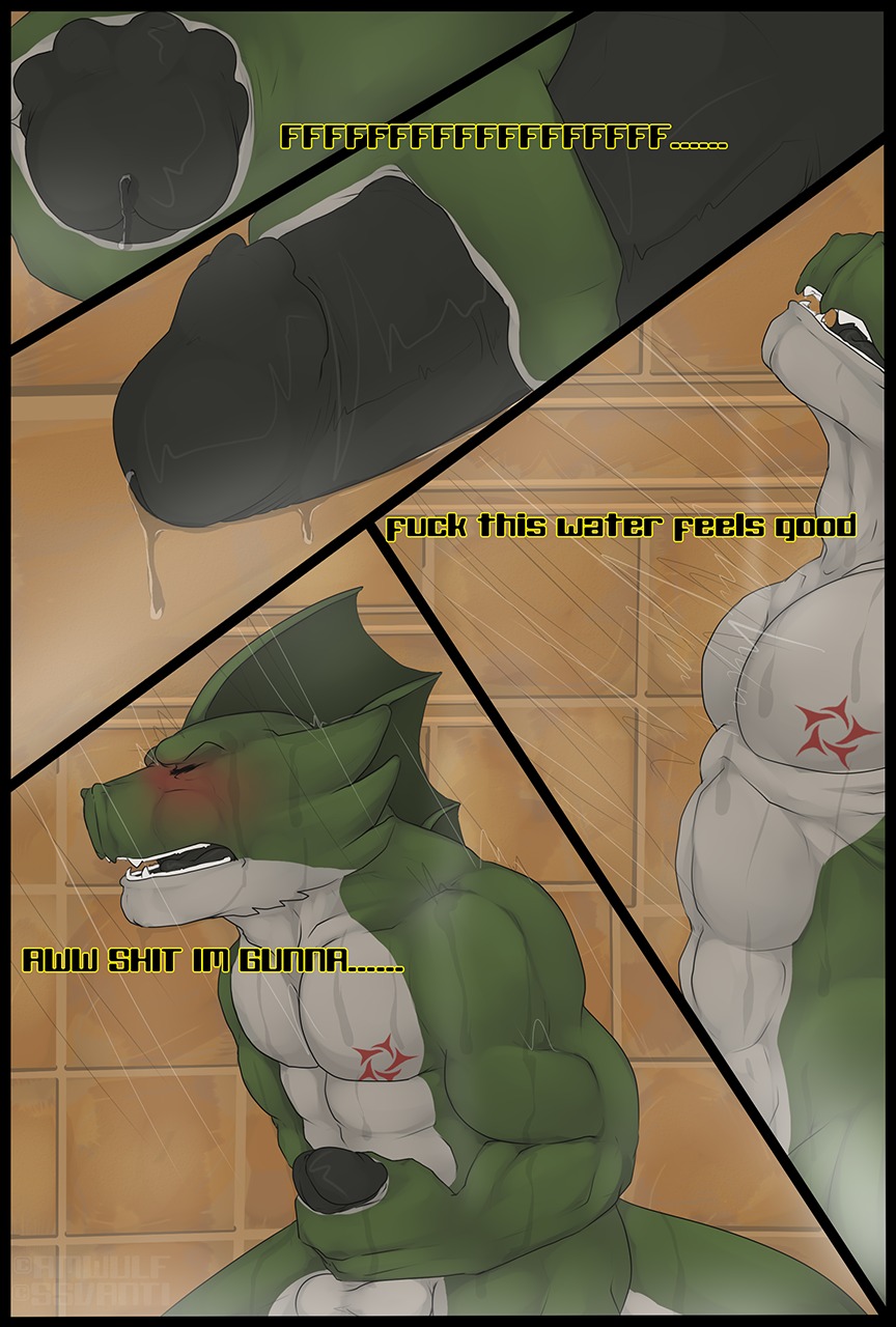 2013 abs amwulf animal_genitalia anthro athletic balls biceps big_balls big_muscles big_penis biped black_border black_penis black_tongue blush bodily_fluids border close-up comic cum cum_string e621 erection everquest eyes_closed fangs genital_fluids genitals green_body green_scales hi_res humanoid_genitalia humanoid_penis iksar leaking male masturbation multicolored_body multicolored_scales muscular muscular_anthro muscular_male non-mammal_balls nude open_mouth orgasm pecs penile penile_masturbation penile_spines penis pose precum reptile scales scalie sheath shower solo ssvanti standing tattoo teeth tongue two_tone_body two_tone_scales vein white_body white_scales