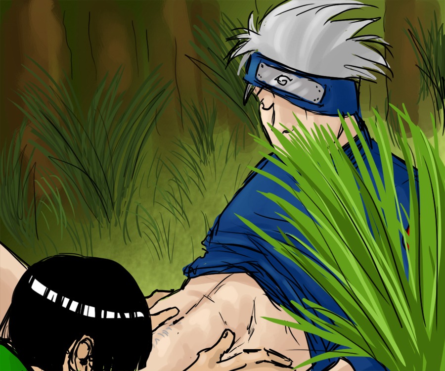 2boys gay hatake_kakashi male male_only naruto naruto_(series) oral rule34 shirt_lift solo_focus yaoi