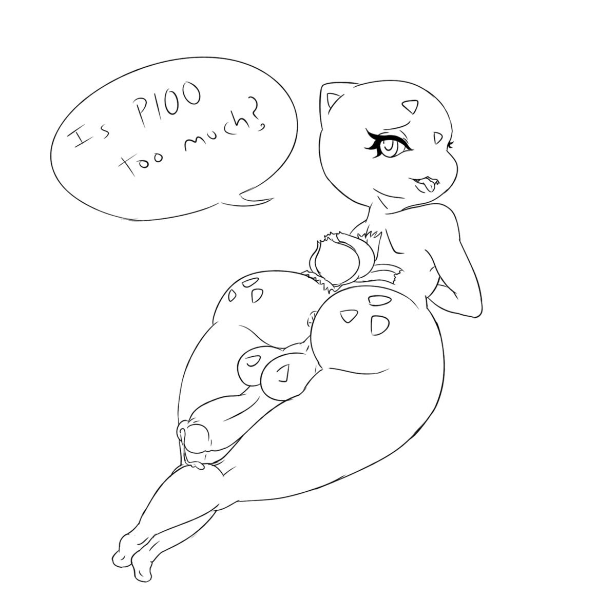 1:1 anus backsack balls big_butt bodily_fluids butt e621 elemental_creature erection femboy flora_fauna generation_1_pokemon genital_fluids genitals hi_res humanoid_genitalia humanoid_penis ivysaur looking_at_viewer lovely_mawile male monochrome nintendo nude penis penis_tuck plant pokemon pokemon_(species) precum scalie solo tongue tongue_out