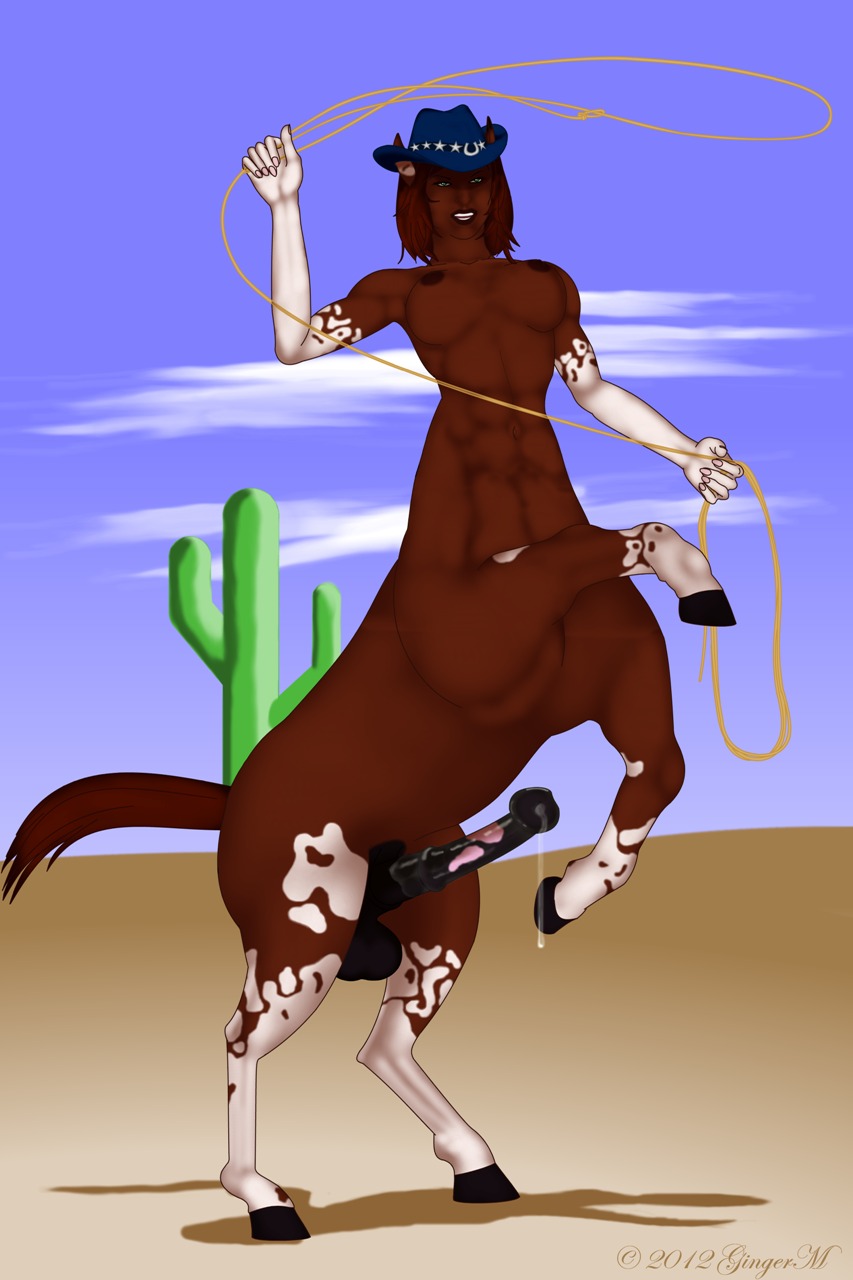 2012 after_orgasm animal_genitalia animal_penis appaloosa_(marking) balls bodily_fluids breasts centaur clothing country cowboy_hat cum digital_media_(artwork) dripping e621 equid equid_taur equine equine_genitalia equine_penis erection european_mythology genital_fluids genitals gingerm greek_mythology gynomorph hat headgear headwear hi_res humanoid_taur intersex lasso mammal mammal_taur messy mythology nipples nude on_hind_legs penis quadruped ranch rhiannon_(gingerm) rope rural solo tail taur western wild_west
