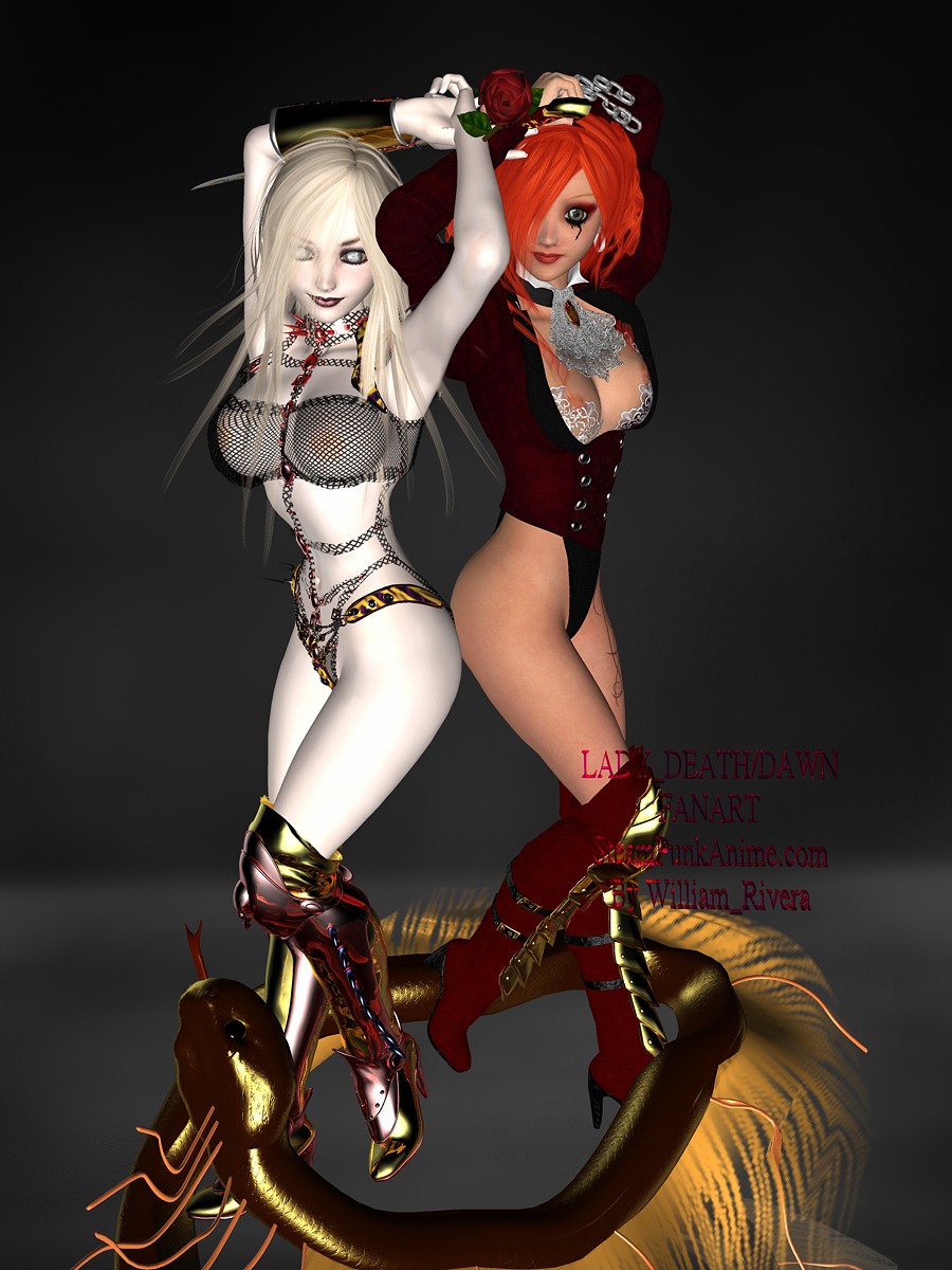 2girls 3d crossover female female_only lady_death rule34