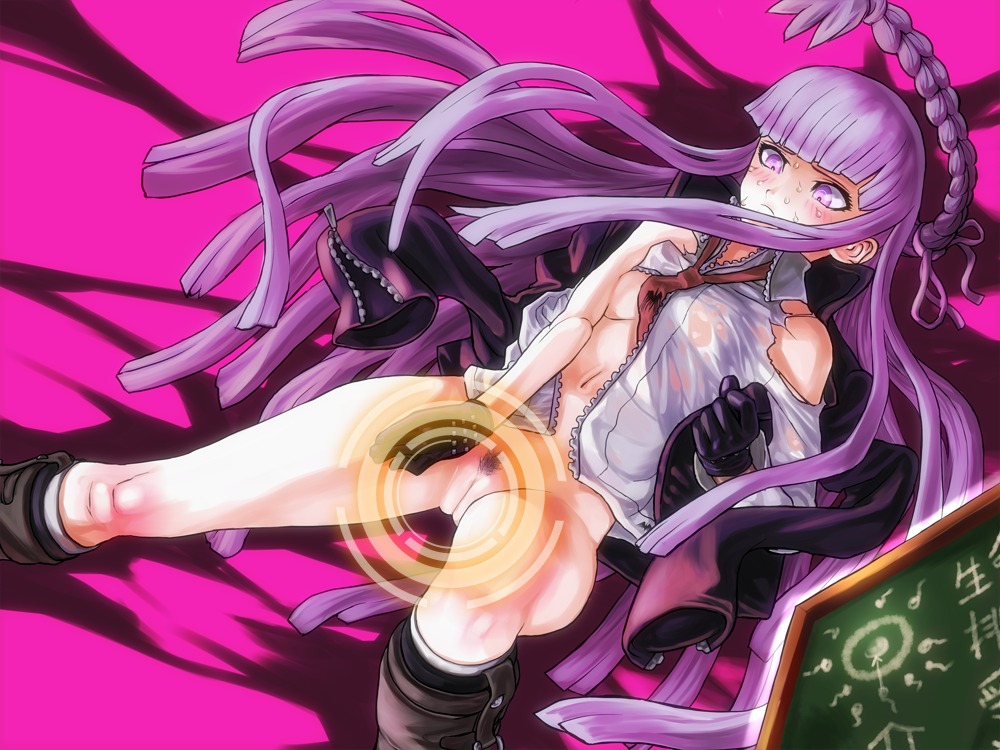 1girls angry blush bottomless danganronpa danganronpa:_trigger_happy_havoc danganronpa_1 embarrassed exposed_pussy female female_only first_porn_of_character first_porn_of_franchise imminent_impregnation kirigiri_kyouko light-skinned_female light_skin long_hair nervous no_panties otsukare pubic_hair purple_eyes purple_hair pussy rule34 shy solo straight_hair sweat uncensored very_long_hair wet