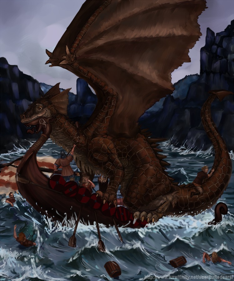 5:6 armor barrel blonde_hair brown_body brown_eyes brown_hair brown_scales cliff clothed clothing dragon e621 erection feral genitals group hair headgear helmet human male mammal membrane_(anatomy) membranous_wings mythological_creature mythological_scalie mythology oar outside penis rocky_shore scales scalie sea seaside ship shirt tail topwear tuftedears tunic vehicle viking water watercraft wings