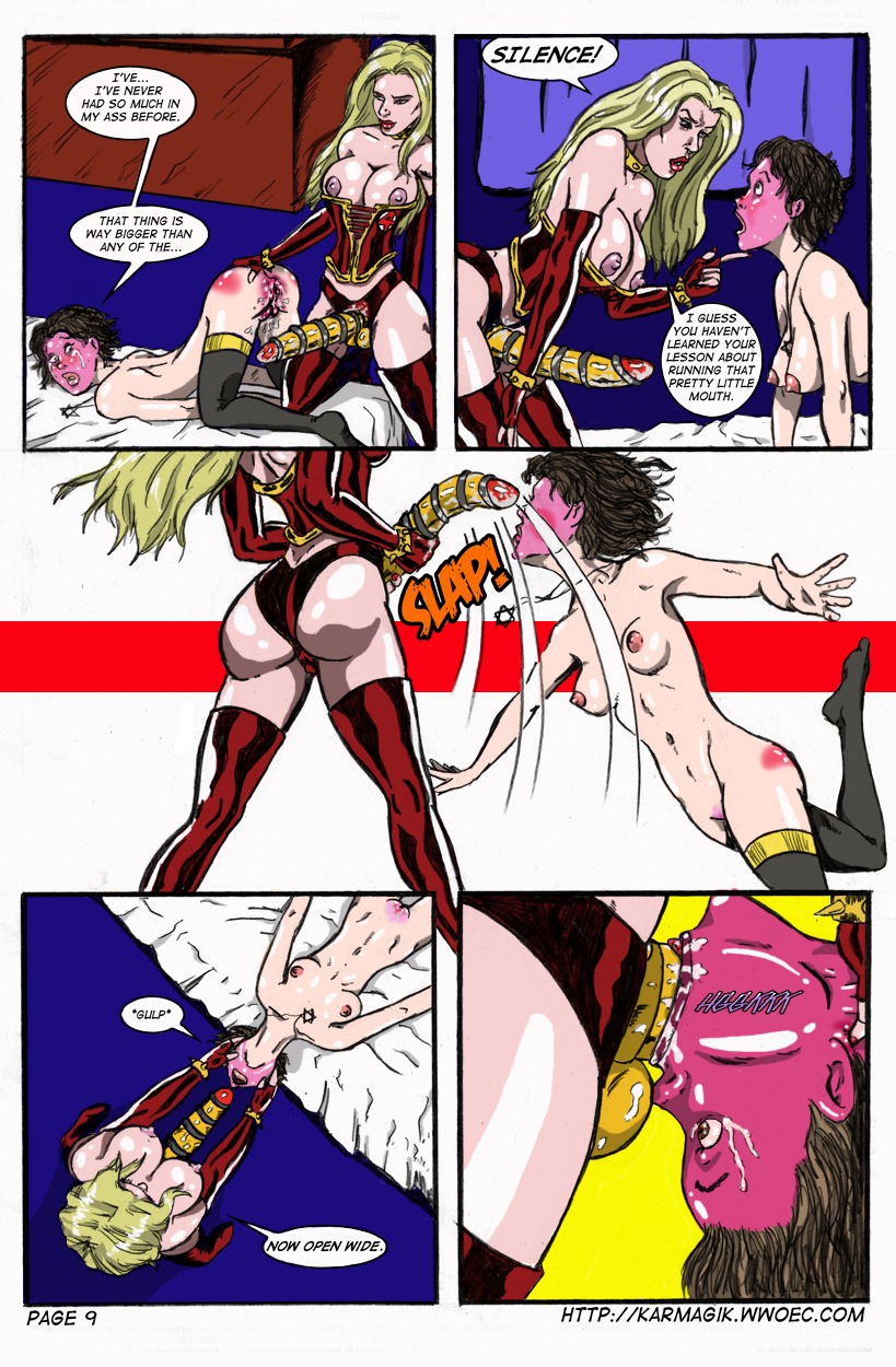 2girls bondage breasts comic crying deepthroat fantastic_four fellatio female forced_oral forced_yuri invisible_woman karmagik malice_(marvel) marvel marvel_comics multiple_females multiple_girls nipples oral rape rule34 shadowcat strap-on strapon sue_storm superhero tears text the_chunt x-men yuri