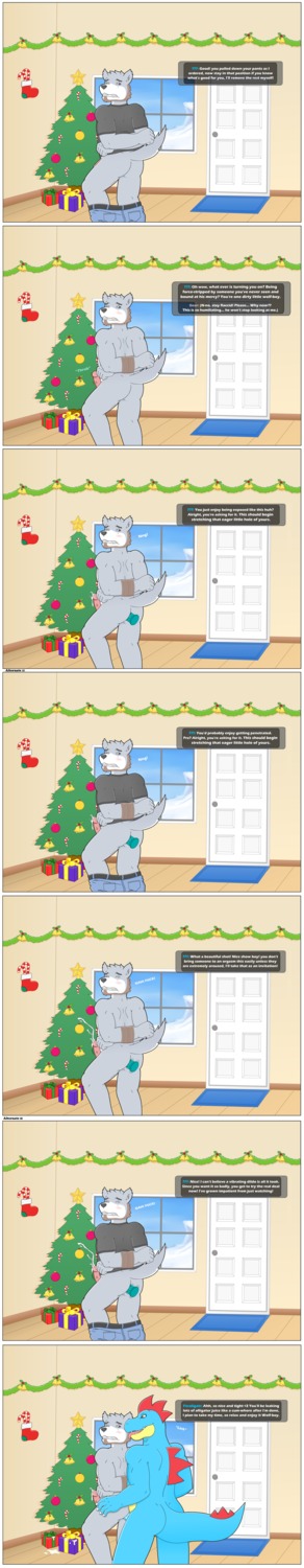 absurd_res anal anal_penetration anthro bdsm bear blush bodily_fluids bondage bound canid canine canis christmas comic crocodilian duo e621 english_text erection feraligatr forced from_behind_position generation_2_pokemon genital_fluids genitals glans hi_res holidays humanoid_genitalia humanoid_penis indoor_nudity indoor_sex inside interspecies long_image male male/male male_penetrated male_penetrating male_penetrating_male mammal meteorsmash nintendo nude penetration penis pokemon pokemon_(species) pokemorph precum rape reptile rope scalie sex standing tall_image text wolf