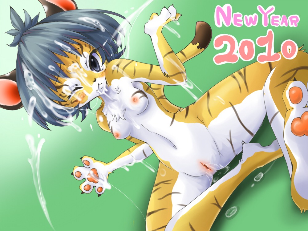 2010 4:3 anthro bakugatou blush bodily_fluids breasts bukkake censor_removal_edit chest_tuft cum cum_from_offscreen cum_in_hair cum_on_breasts cum_on_face cumshot e621 ejaculation felid female fur genital_fluids genitals hair holidays looking_at_viewer mammal messy navel new_year nipples nude one_eye_closed orgasm pantherine solo spread_legs spreading stripes tail third-party_edit tiger tuft vaginal_fluids vulva young young_anthro young_female
