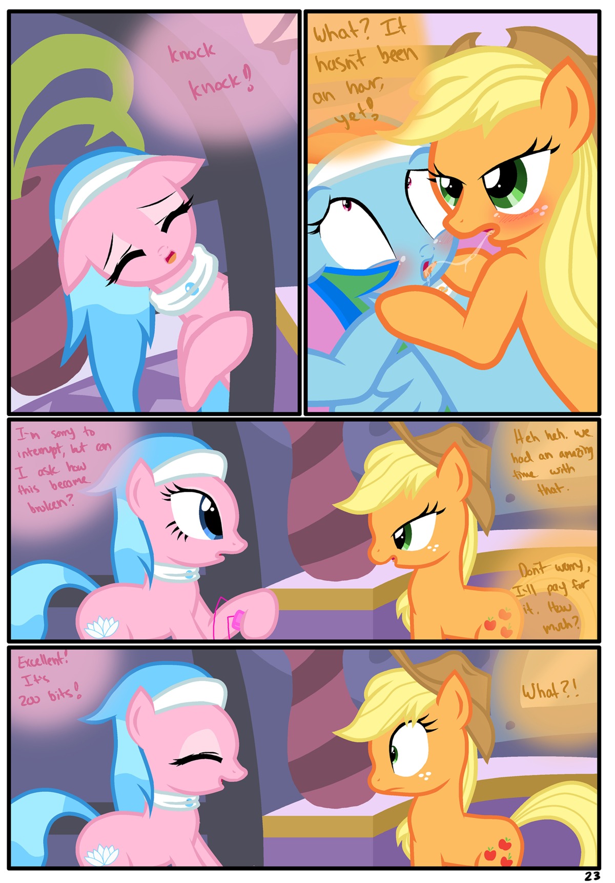 absurd_res after_kiss ahegao aloe_(mlp) applejack_(mlp) blue_body blue_feathers blue_fur blush bodily_fluids border comic cutie_mark dialogue e621 earth_pony english_text equid equine feathered_wings feathers female female/female feral freckles french_kissing friendship_is_magic fur group hair hasbro hi_res horse kissing looking_pleasured mammal multicolored_hair my_little_pony mythological_creature mythological_equine mythology pegasus pony pyruvate quadruped rainbow_dash_(mlp) rainbow_hair saliva sex_toy tail talking_feral text vibrator white_border wings