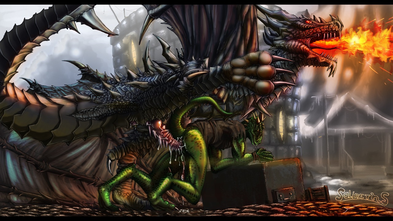 2boys alduin argonian ass bethesda_softworks bound breathing_fire claws crate doggy_style dragon fire gay green_skin grey_skin interspecies large_penis looking_back male male_only open_mouth outdoors penis red_eyes rule34 salireths saliva scalie sex size_difference skyrim tail text the_elder_scrolls tongue wings yellow_eyes zoophilia