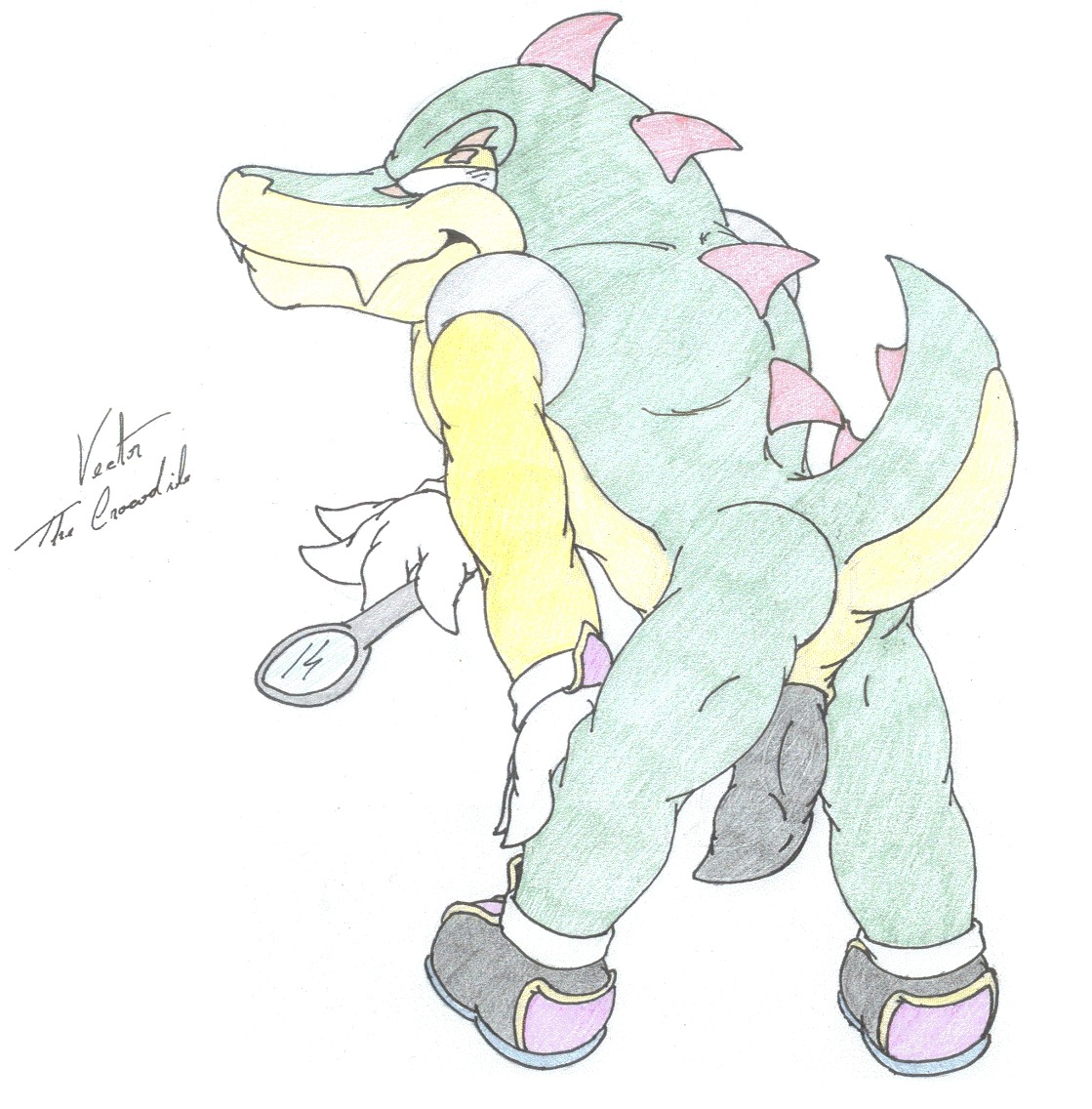 anthro crocodile male male_only nude penis reptile rule34 sega solo sonic_(series) sonic_the_hedgehog_(series) straight_hair tagme traditional_media_(artwork) vector_the_crocodile