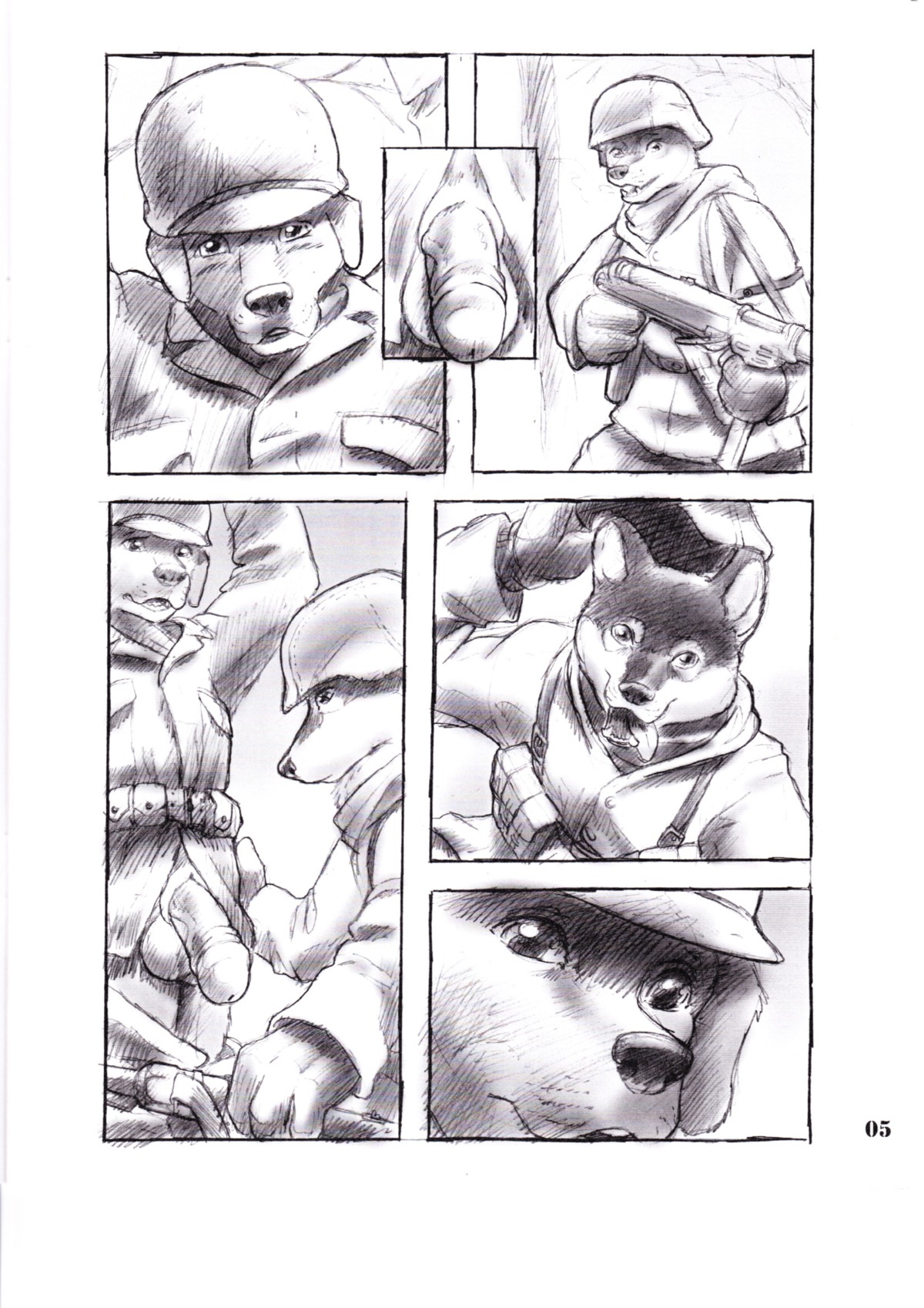 4_fingers animal_genitalia anthro armor athletic athletic_anthro athletic_male belt bird_dog border canid canine canis comic domestic_dog duo e621 fingers forest front_view genitals german_shepherd gideon glans greyscale half-erect headgear helmet herding_dog hi_res humanoid_genitalia humanoid_penis hunting_dog labrador male male/male mammal military monochrome multiple_scenes open_mouth page_number pastoral_dog penis plant retriever sheath snout soldier standing tree utility_belt vein veiny_penis warrior white_border