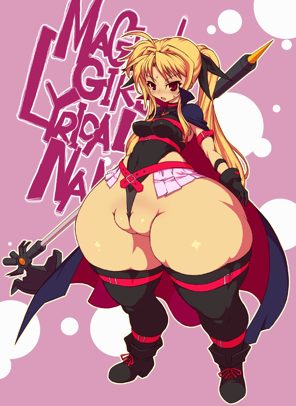 cameltoe fat_mons fate_testarossa female h_hiroma highres hips kokuko_(tsukiyotake) lyrical_nanoha mahou_shoujo_lyrical_nanoha mahou_shoujo_lyrical_nanoha_a's maou11 puffy_pussy pussy red_eyes rule34 thick_thighs thighs wide_hips