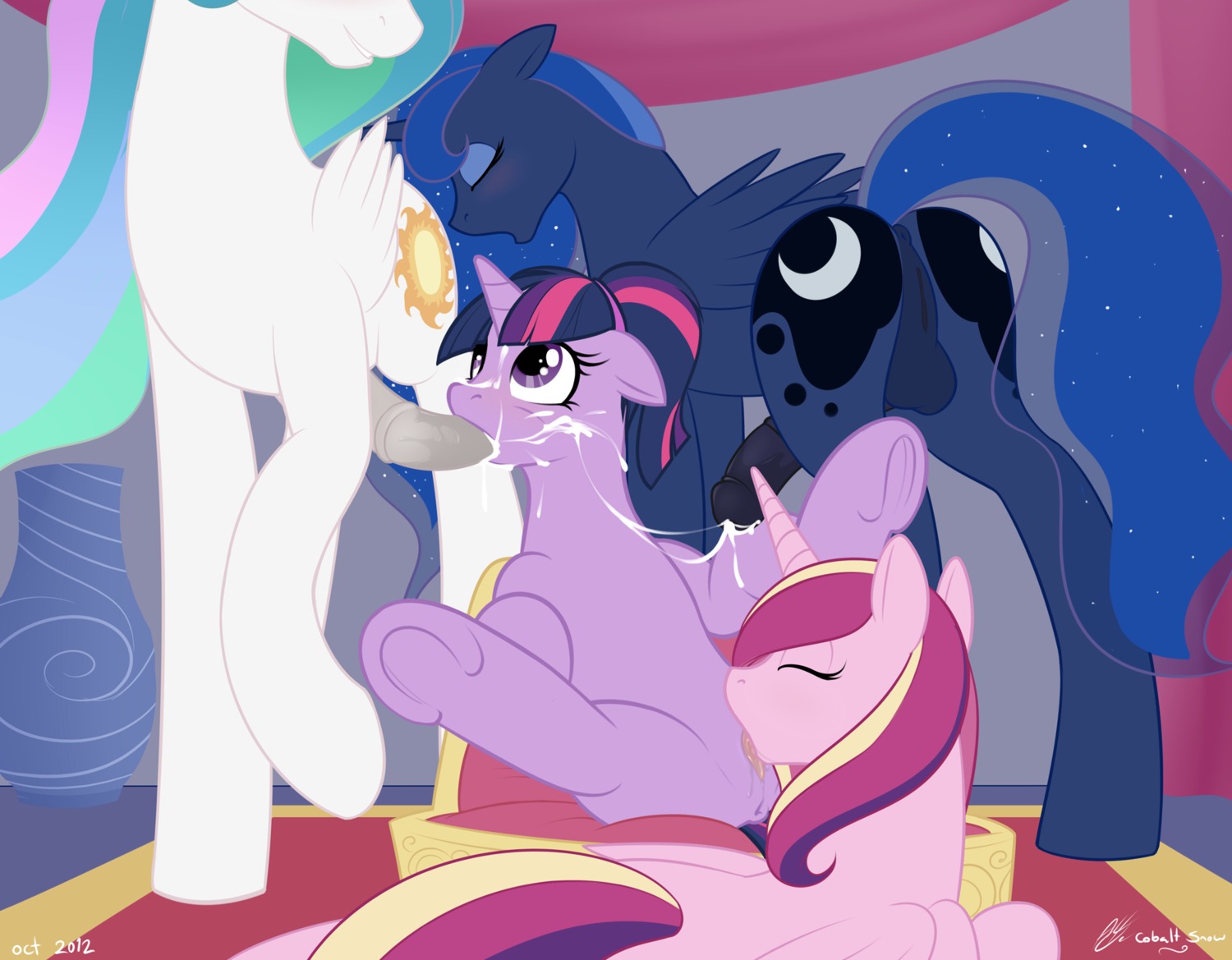 2012 animal_genitalia animal_penis anus balls bed bodily_fluids butt cobalt_snow colored_outline conditional_dnp crossgender cum cum_in_mouth cum_inside cum_on_face cumshot cunnilingus cutie_mark digital_media_(artwork) e621 ejaculation equid equine equine_genitalia equine_penis erection eyes_closed feathered_wings feathers fellatio female female/female femboy feral feral_on_feral friendship_is_magic fti_crossgender fur furniture gangbang genital_fluids genitals group group_sex hair hasbro herm herm/female herm_feral hi_res hooves horn indirect_incest_(lore) intersex intersex/female intersex_(lore) intersex_feral male male/female mammal multicolored_hair my_little_pony mythological_creature mythological_equine mythology nude open_mouth oral orgasm pegasus penile penis ponytail princess princess_cadance_(mlp) princess_celestia_(mlp) princess_luna_(mlp) pseudo_incest_(lore) purple_body purple_eyes purple_fur purple_hair royalty sex sibling_(lore) sister_(lore) sisters_(lore) spread_legs spreading standing tail toony twilight_sparkle_(mlp) two_tone_hair underhoof unicorn vaginal vase vulva winged_unicorn wings