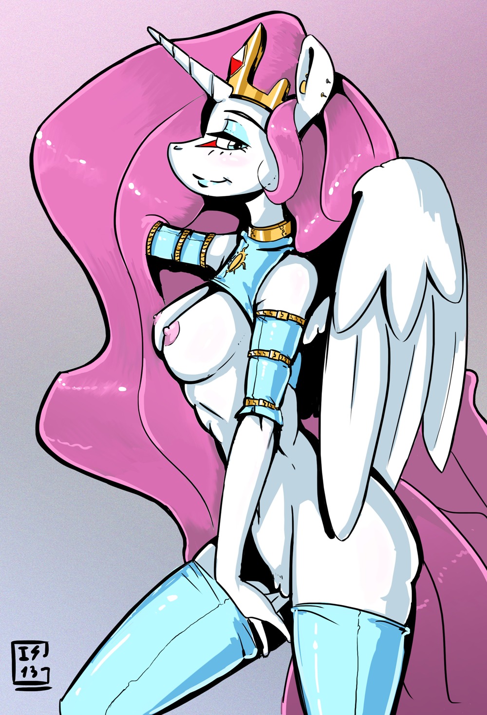 2013 anthro anthrofied blue_eyes blush breasts crown e621 equid equine feathered_wings feathers female fingering fingering_self friendship_is_magic fur gekasso genitals hair hasbro headgear hi_res horn mammal masturbation my_little_pony mythological_creature mythological_equine mythology nipples pink_hair princess_celestia_(mlp) solo vaginal vaginal_masturbation vulva white_body white_feathers white_fur winged_unicorn wings