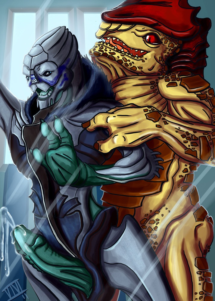 garrus_vakarian gay krogan male male_only mass_effect rule34 turian urdnot_wrex