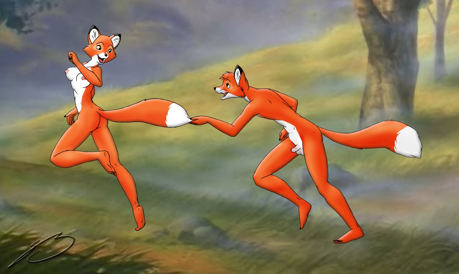 anthro anthrofied balls barefoot breasts butt canid canine canon_couple chasing detailed_background dipstick_tail disney duo e621 feet female flaccid foreskin fox fur genitals hi_res humanoid_genitalia humanoid_penis imminent_sex long_foreskin male male/female mammal markings nipples nude orange_body orange_fur outside penis red_fox romantic romantic_couple running steven_stagg tail tail_markings the_fox_and_the_hound tod_(tfath) true_fox unretracted_foreskin vixey_(tfath) white_body white_fur