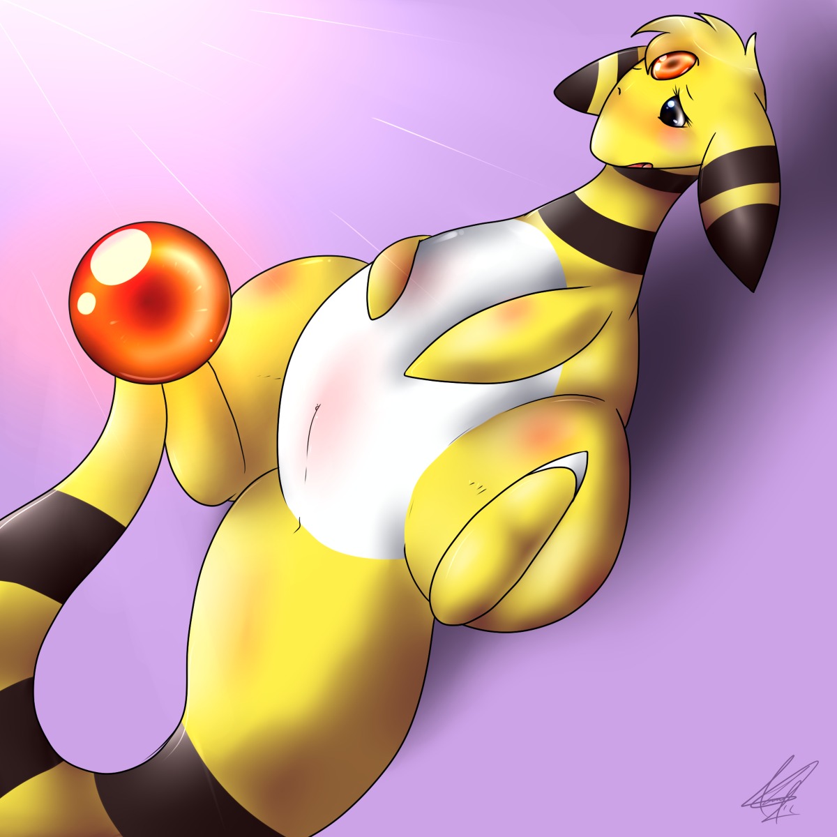 2011 ampharos blush color female female_only feral lying nintendo nude on_back pokemon pokemon_(species) pussy rule34 shikaro solo tagme tail vulva
