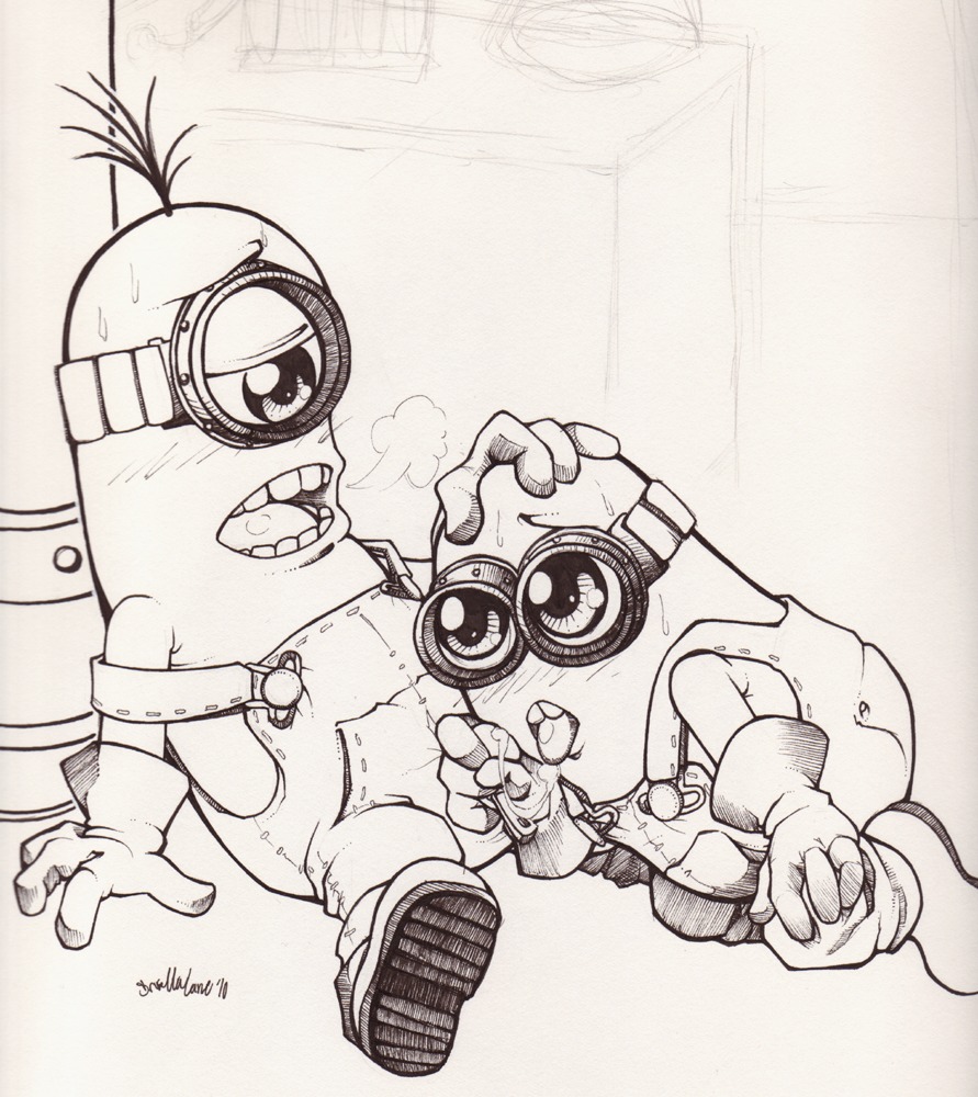2010 black_and_white bodily_fluids breath clothed clothing despicable_me duo e621 fellatio genitals humanoid illumination_entertainment licking male male/male male_penetrated male_penetrating male_penetrating_male minion_(despicable_me) monochrome not_furry open_mouth oral panting penetration penile penis sex signature sweat tongue tongue_out unknown_artist unknown_artist_signature