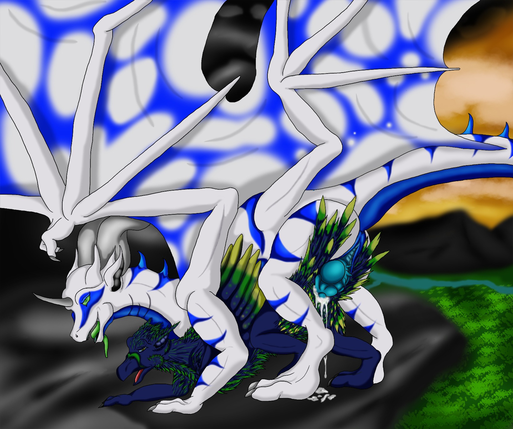 2012 avian beak bodily_fluids cum cum_in_vagina cum_inside dominant dragon duo e621 erection european_mythology feathered_wings feathers female female_penetrated feral feral_on_feral genital_fluids genitals graffitidragon gryphon hi_res horn iggy_(graffitidragon) interspecies knot larger_dom larger_male leaking male male/female male_penetrating male_penetrating_female membrane_(anatomy) membranous_wings messy mythological_avian mythological_creature mythological_scalie mythology outside penetration penile penile_penetration penis penis_in_vagina scalie sex size_difference smaller_female smaller_penetrated tail tight_fit tongue vaginal vaginal_penetration vulva western_dragon wings