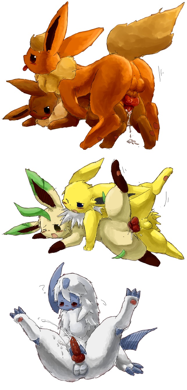 absol all_fours animal_genitalia animal_penis anus backsack balls blush bodily_fluids brown_body brown_fur butt canid canine canine_genitalia canine_penis cum cum_in_vagina cum_inside cumshot doggystyle duo e621 eevee eeveelution ejaculation erection female feral feral_on_feral flareon from_behind_position fur generation_1_pokemon generation_3_pokemon generation_4_pokemon genital_fluids genitals half-closed_eyes hands-free hi_res jolteon knot leafeon male male/female male_penetrating mammal masturbation multiple_images narrowed_eyes nintendo one_eye_closed open_mouth orgasm penetration penile penile_masturbation penis pokemon pokemon_(species) question_mark raised_tail red_body red_fur sex simple_background solo sweat sweatdrop tail tan_body tan_fur tongue tongue_out vaginal vaginal_penetration vulva wahitouppe white_background white_body white_fur yellow_body yellow_fur