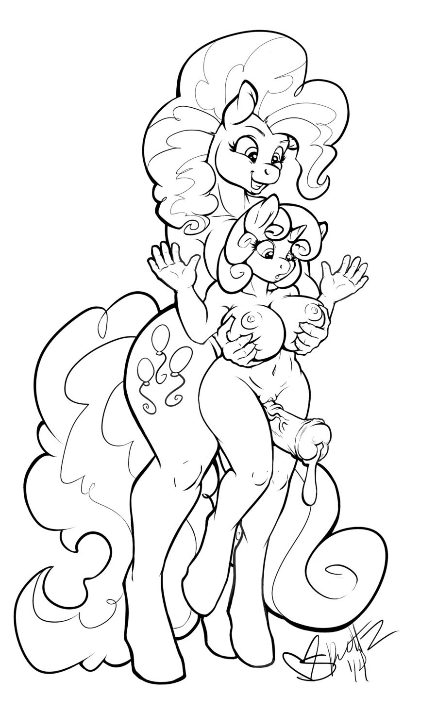 2014 3:5 absurd_res age_difference animal_genitalia animal_penis anthro anthrofied black_and_white bodily_fluids breast_grab breast_squeeze breasts cum cutie_mark digital_media_(artwork) duo e621 earth_pony equid equine equine_genitalia equine_penis erection female friendship_is_magic genital_fluids genitals grabbing_from_behind grin grope gynomorph gynomorph/female hair hand_on_breast hasbro hi_res horn horse intersex intersex/female larger_gynomorph larger_intersex leaking_cum mammal monochrome my_little_pony mythological_creature mythological_equine mythology navel nipples nude older_gynomorph older_intersex open_mouth penis pinkie_pie_(mlp) pony precum raised_leg signature size_difference skuttz smaller_female smile squeezing standing sweetie_belle_(mlp) unicorn vein veiny_penis vulva younger_female