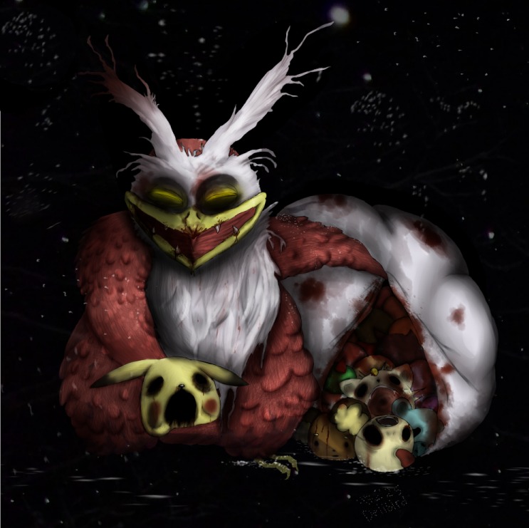 ambiguous_gender avian beak berriessparrowmouse bird black_background blood bodily_fluids body_horror buneary christmas creepy death decapitation delibird demon e621 feral fur generation_1_pokemon generation_2_pokemon generation_4_pokemon gore group holidays hollow_eyes horror_(theme) krampus lagomorph looking_at_viewer mammal meowth nightmare_fuel nintendo open_mouth outside pikachu pokemon pokemon_(species) rodent simple_background smile snow snowing solo_focus teeth vore what yellow_body yellow_eyes yellow_fur