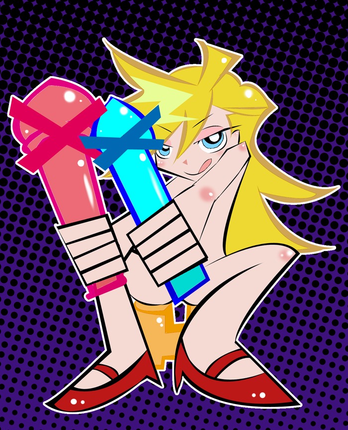 female holding_object panty_&amp;_stocking_with_garterbelt panty_anarchy rule34 sex_toy tagme