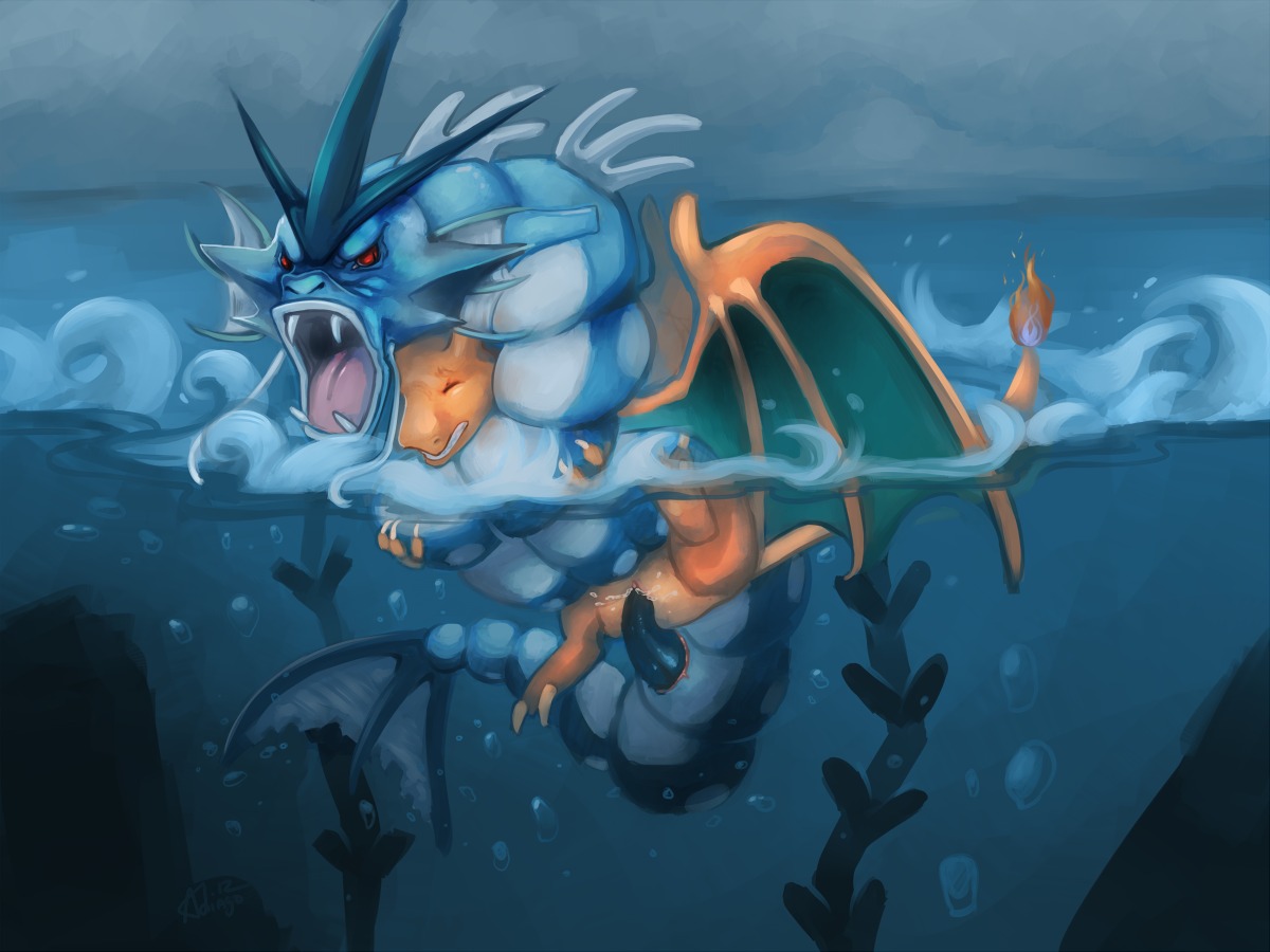 1boy 1girls 2012 adiago bubbles charizard female fire gyarados male nintendo penis pokemon pokemon_(species) pussy rape red_eyes rule34 seaweed water