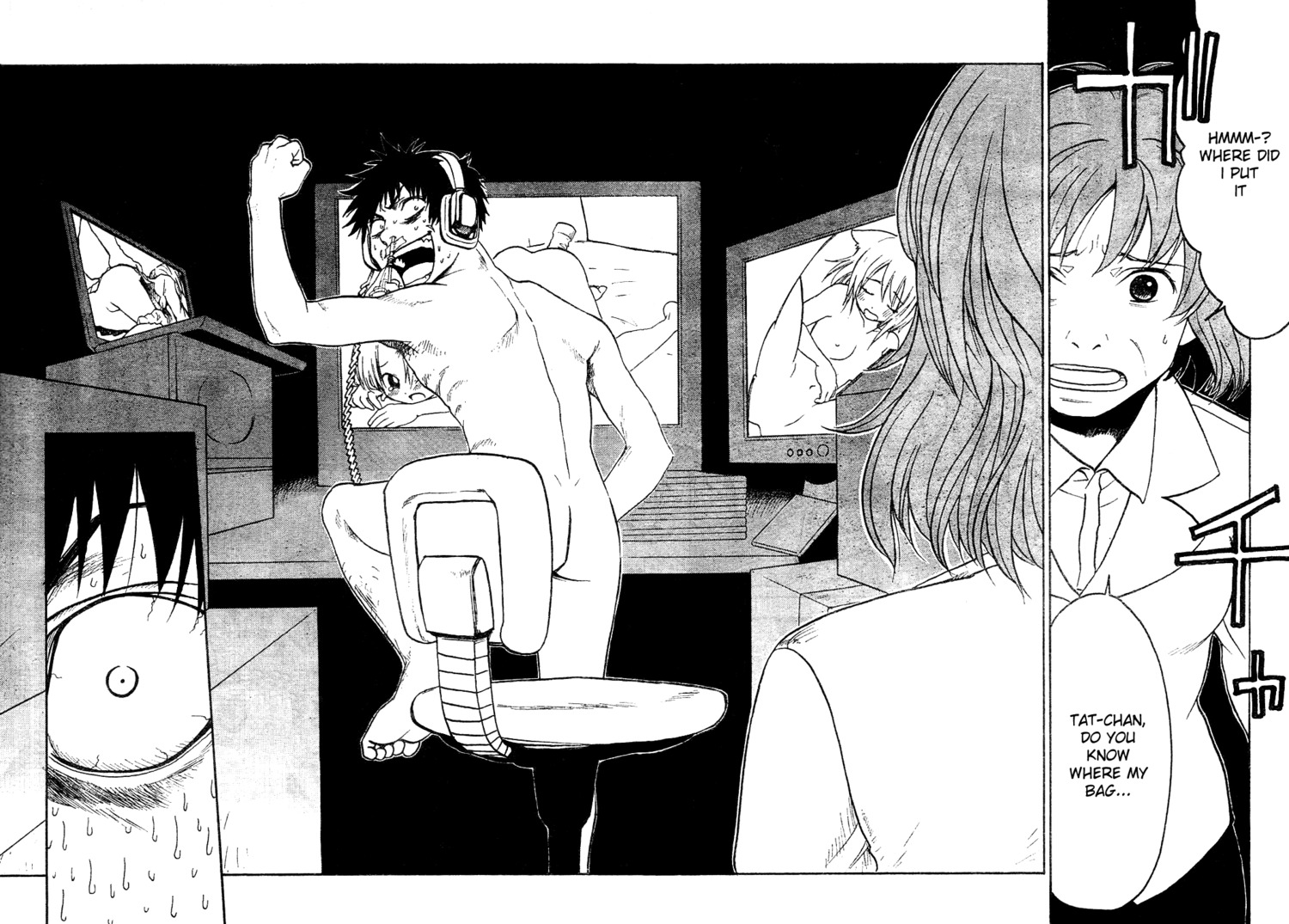 caught caught_masturbating female headphones manga monochrome nhk_ni_youkoso! nude pornography rule34 sweat tatsuhiro_satou translated walk-in welcome_to_the_nhk