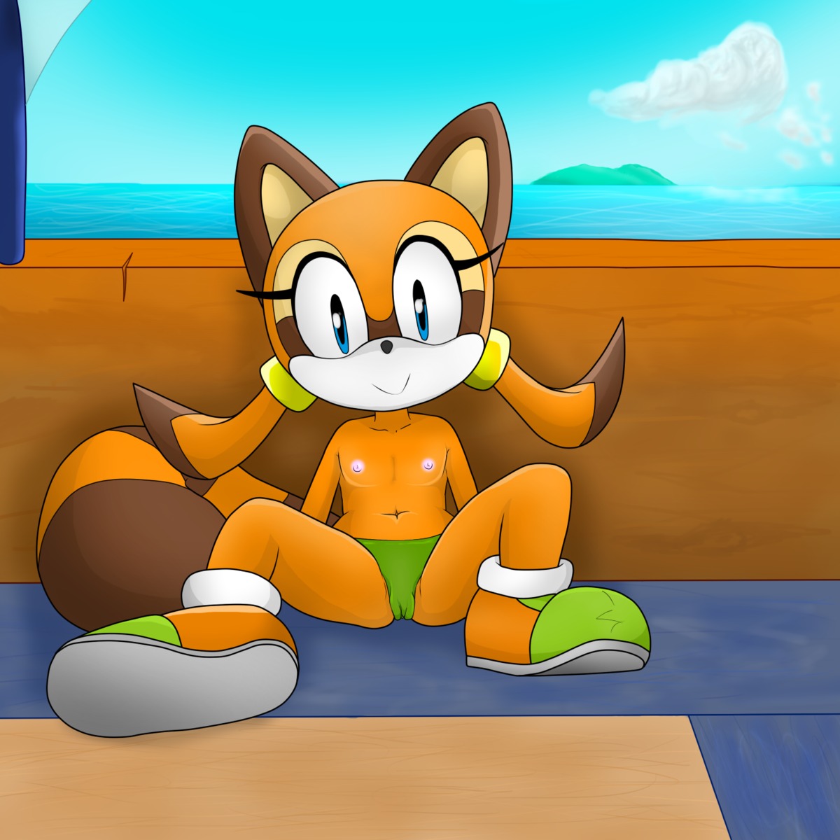 1:1 anthro blue_eyes camel_toe clothed clothing detailed_background e621 female flat_chested footwear genital_outline hi_res jenokamui loli looking_at_viewer mammal marine_the_raccoon nipples panties procyonid raccoon sega shoes smile solo sonic_the_hedgehog_(series) spread_legs spreading tail topless topless_female underwear vulva_outline young young_anthro