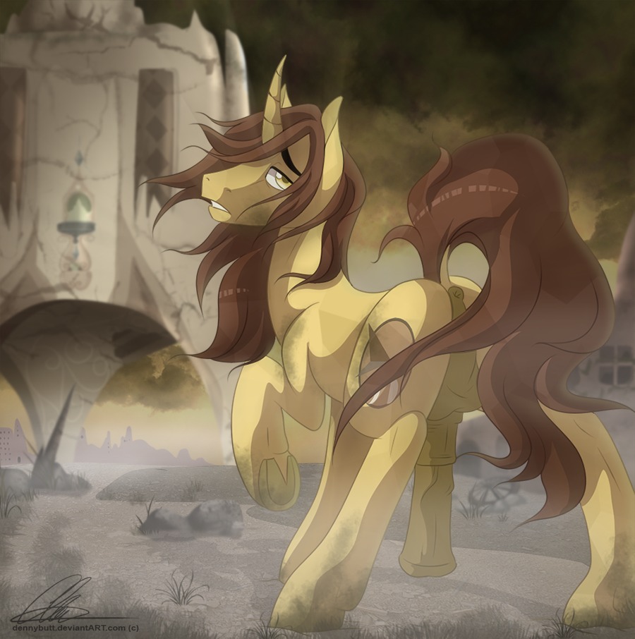 animal_genitalia animal_penis anus backsack balls brown_hair crystal_empire cutie_mark detailed_background digital_media_(artwork) dirty dvixie e621 equid equine equine_genitalia equine_penis erection fan_character feral flaccid fur genitals hair hasbro hooves horn long_hair male mammal mane my_little_pony mythological_creature mythological_equine mythology outside penis presenting raised_tail ruins sad solo tail tan_body tan_fur unicorn wasteland yellow_body yellow_eyes yellow_fur