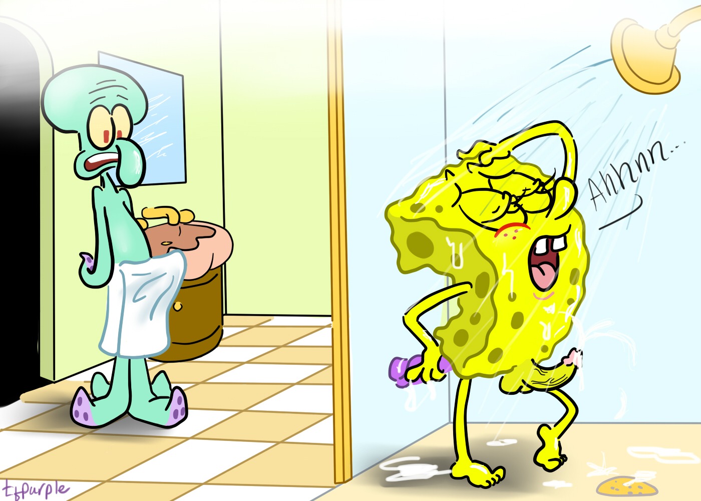 2boys anal_masturbation anal_object_insertion anthro aplysina_fistularis balls blue_skin cephalopod closed_eyes cum cum_drip cum_while_penetrated cumshot curved_cock dildo duo ejaculation erection erection_under_clothes erection_under_towel furry furry_male furry_only gay genitals hand_on_forehead indoors male male_only male_with_male marine mouth_open nickelodeon nude nude_anthro nude_male octopodiform octopus open_mouth orgasm_face penis penis_bulge penis_under_clothes pleasured rule34 sea_sponge shocked_expression shower smooth_skin spongebob_squarepants spongebob_squarepants_(character) squidward_tentacles tenting tfpurple yaoi yece yellow_body