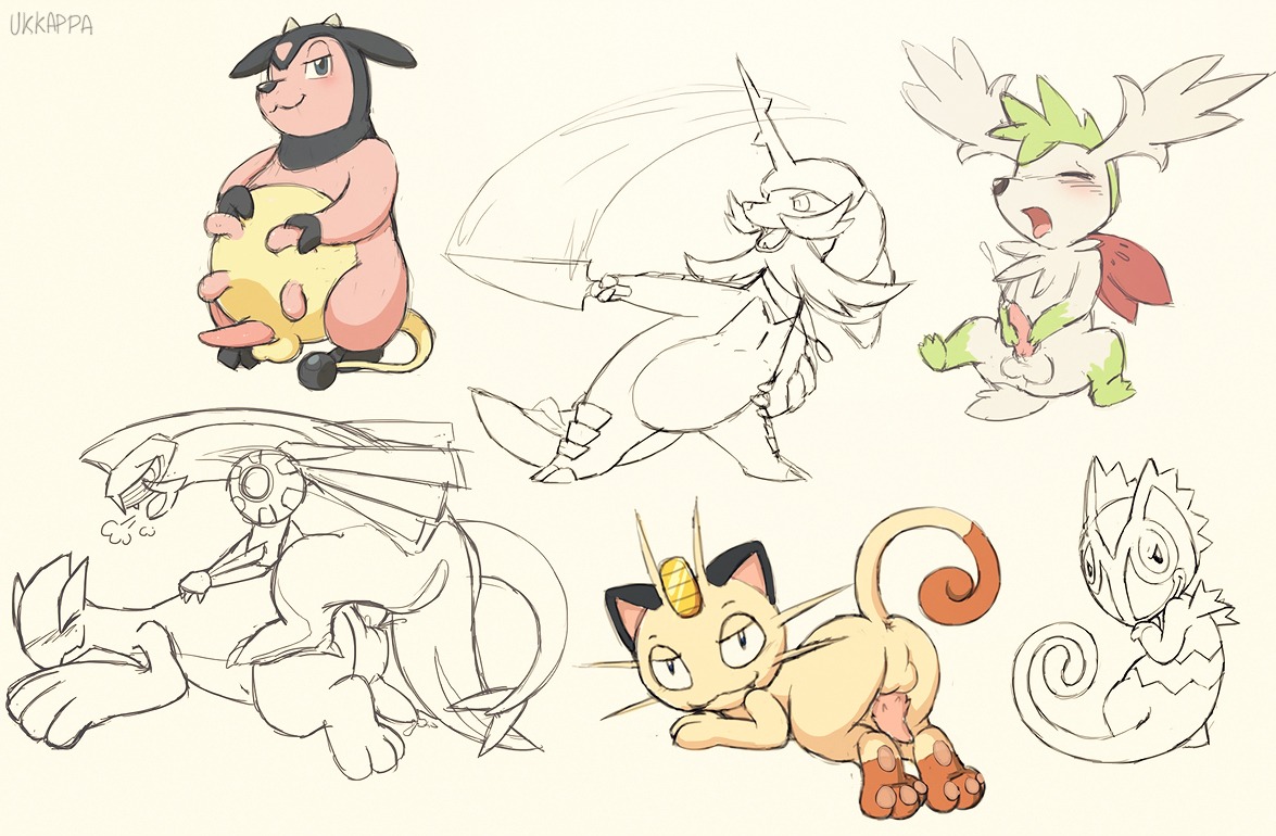 all_fours ambiguous_gender anal anal_penetration ass_up avian backsack balls bodily_fluids bovid bovine butt crossgender cum curled_tail duo e621 erection feral feral_on_feral generation_1_pokemon generation_2_pokemon generation_3_pokemon generation_4_pokemon generation_5_pokemon genital_fluids genitals gynomorph intersex kecleon knife legendary_pokemon looking_at_viewer looking_back lugia male male/male male_penetrated male_penetrating male_penetrating_male mammal masturbation meowth miltank multiple_scenes nintendo palkia penetration penile penile_masturbation penis pokemon pokemon_(species) presenting presenting_hindquarters raised_tail reptile samurott scalie sex shaymin sketch sky_forme_shaymin tail ukkappa weapon