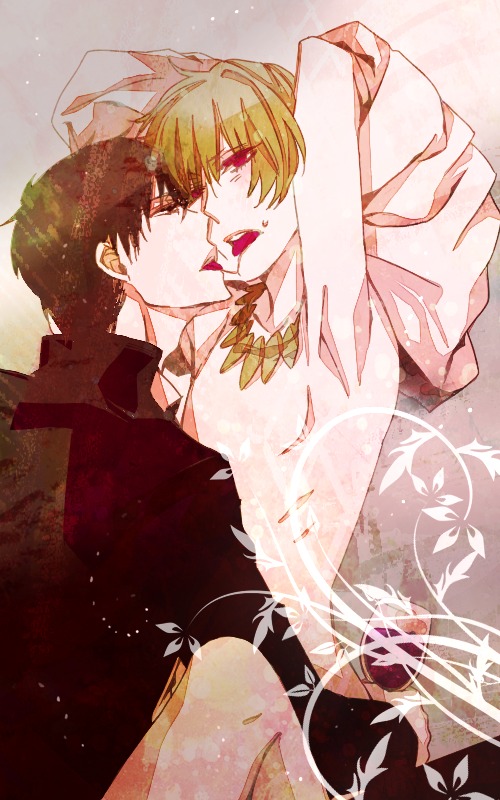 2boys fate/stay_night fate/zero fate_(series) gilgamesh gilgamesh_(fate) kirei_kotomine male male_only rule34 tagme