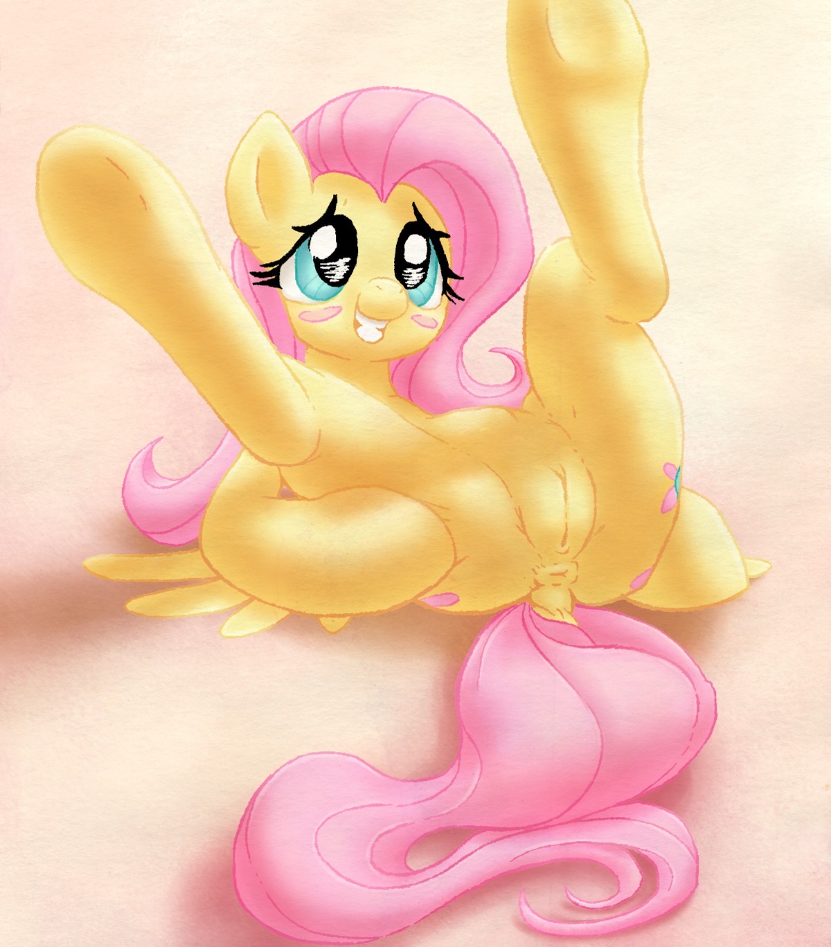 2013 anus blue_eyes blush butt chromaskunk cutie_mark digital_media_(artwork) e621 equid equine feathered_wings feathers female feral fluttershy_(mlp) friendship_is_magic fur genitals hair hasbro hi_res legs_up long_hair looking_up lying mammal my_little_pony mythological_creature mythological_equine mythology on_back pegasus pink_hair plump_labia presenting presenting_vulva simple_background smile solo spread_butt spread_legs spreading stoic5 teeth vulva wings yellow_body yellow_feathers yellow_fur